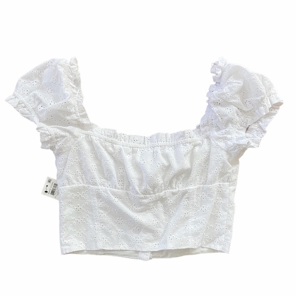 BAR III White Underwire Eyelet Crop Top Size 8 New - Picture 4 of 8
